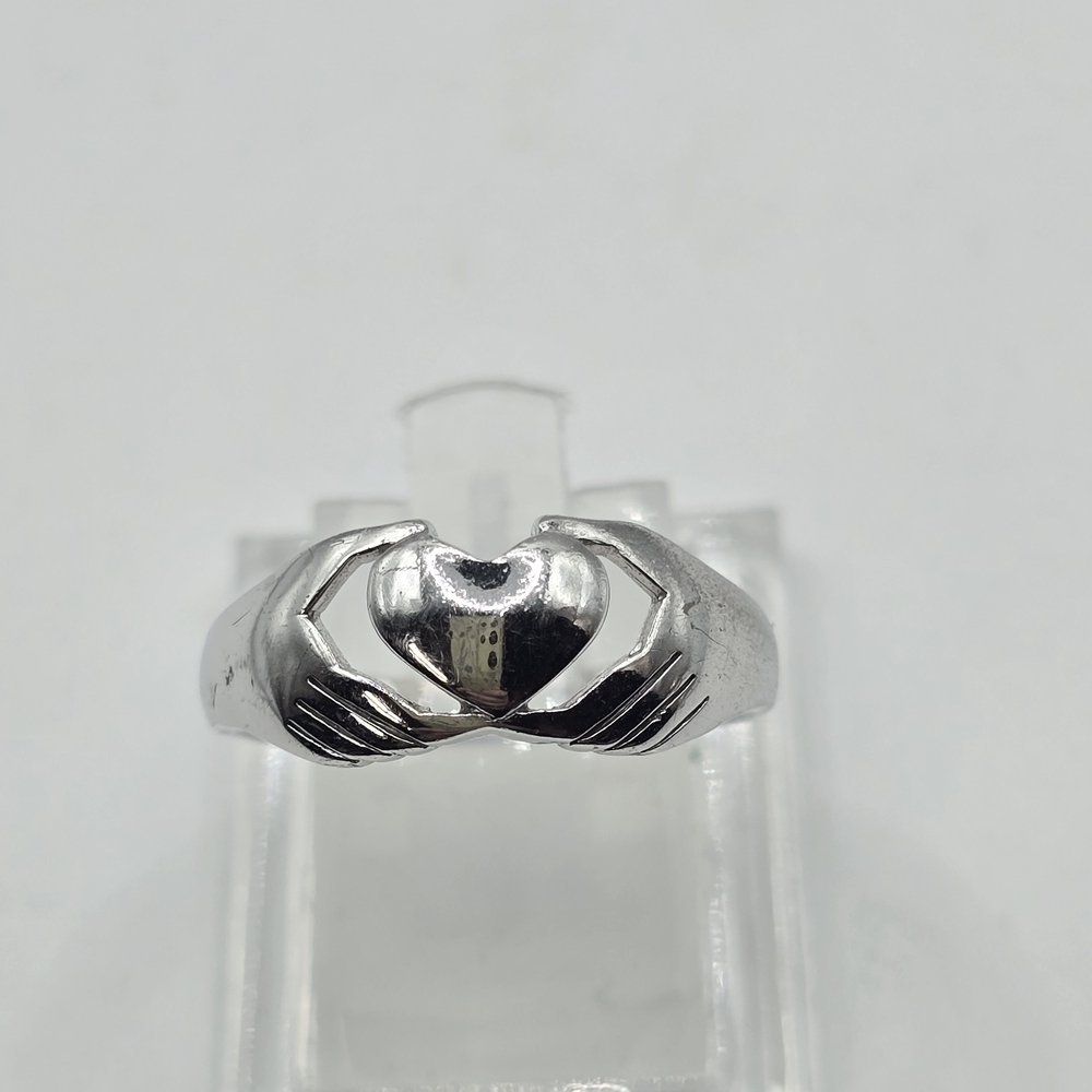 Silver ring, Claddagh without the crown, Irish, Celtic Ring Size 9